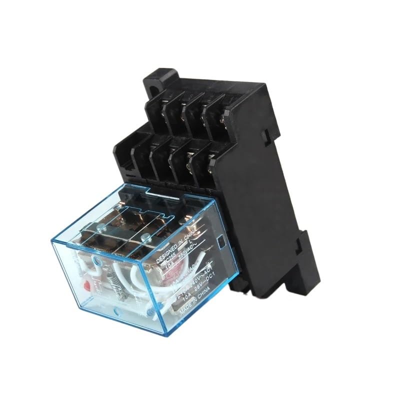 Relé intermedio HH64P LY4NJ 10A, microrelé electromagnético pequeño ACDC12V24V AC110V 220V 380V con base de enchufe de 14 pines PTF14A(With socket,DC 12V)
