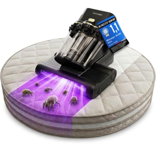 Dhynia Milbensauger für Matratzen – 16 kPa Matratzenreiniger mit UV-Licht, Ultraschall, 60°C Heißluft - Milben Sauger | Effektiv gegen Hausstaubmilben | Ideal für Allergiker, Polstermöbel & Tierhaare