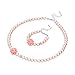 Crystal Dream Flower Girl Pink Simulated Pearls Flower Necklace with Bracelet Toddler Gift Set (GSTNB2-P)