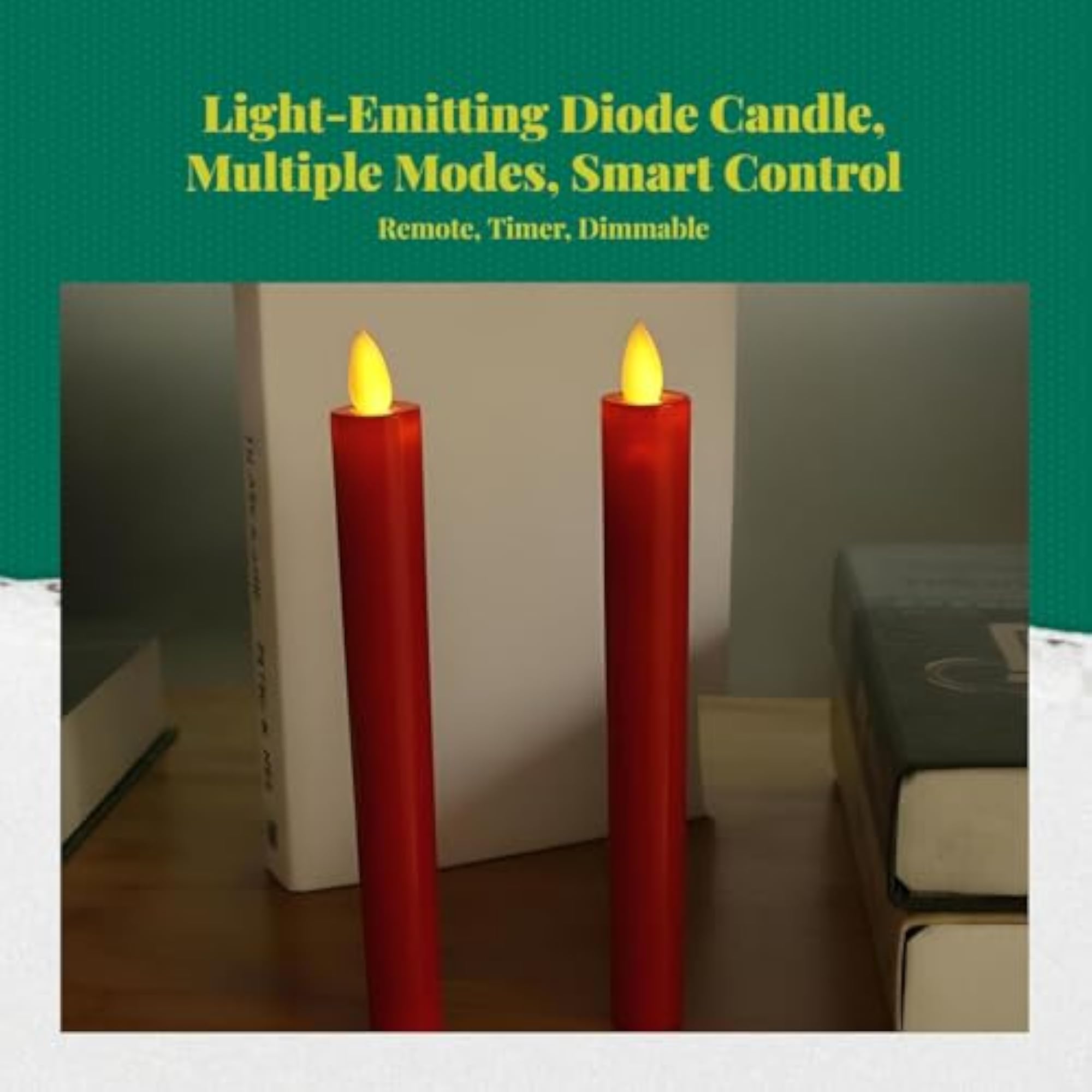 Flameless LED Taper Candle, Dripless & Flickering Light, Home Decor
