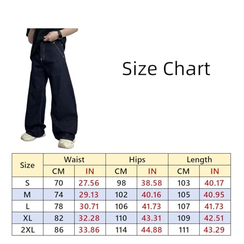 Vintage Baggy Jeans for Men Fashion Buttons Casual Wide Leg Denim Pants Streetwear3