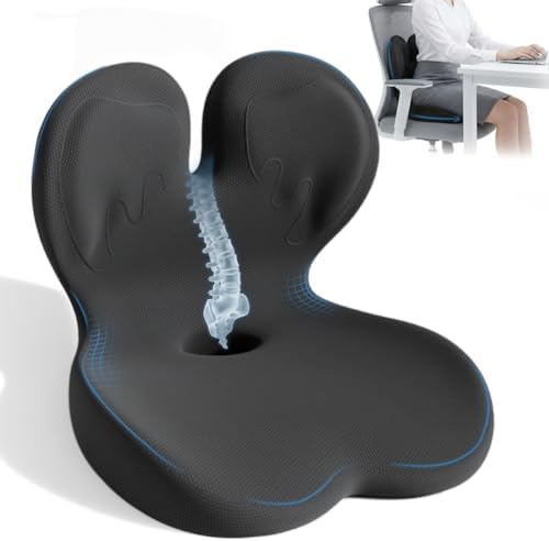 Ergonomic Memory Foam Seat Cushion, L-Shaped Design, for Sciatica & Tailbone Pain Relief –Back Pressure Relief Seat Cushion for Office Chair, Car Driver,Long Sitting Comfort
