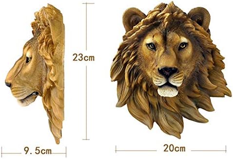 WENWANSHUQIN Wall Mounted Animal Head for Wall Small Resin Home Decoration Wall Sculpture Garden or Living Room Ornament,Lion