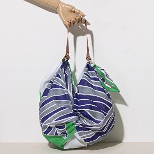 Musubism Furoshiki Unique & Stylish All In One Japanese Hand-Printed Wrapping Cloth│Use As Scarf, Handbag, Bento Box Wrapping Fabric, Bottle Carry Wrap, Gift Wrap & Tapestry│100% Cotton (Green) #TOP4