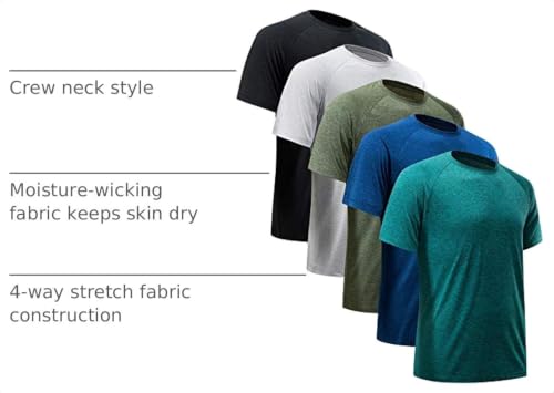 Image of Workout Shirts for Men Short Sleeve Quick Dry Gym T Shirt