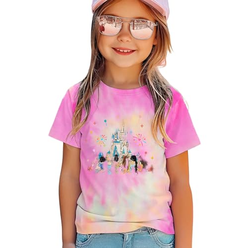 Ritatte Magic Shirts for Toddler Girls Princess Magical Kingdom T-Shirt Kids Cute Castle Holiday Vacation Summer Tees Tops(Rose Pink,4-5T(110))