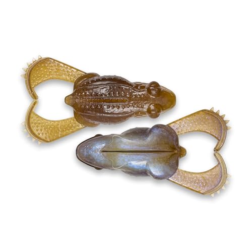 Savage Gear Tough Toad Freshwater Fishing Lure, Tan Frog, 3.5in, Topwater Soft Plastic Bass Bait, Solid Construction Prevents Water Intrusion, Enticing Topwater Kicking Action