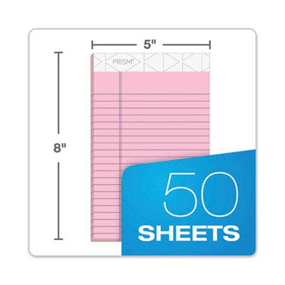 Tops Prism Plus 100% Recycled Legal Pad, 5 X 8 Inches, Perforated, Assorted Colors: Pink, Orchid, Blue, Narrow Rule, 50 Sheets Per Pad, 6 Pads Per Pack (63016) By Tops #TOP4