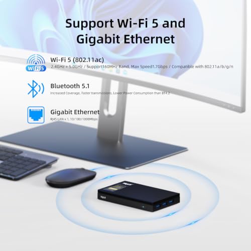 Image of MeLE Quieter 4C N150 Fanless Mini PC 8GB RAM DDR4 128GB eMMC Windows 11 Pro | Dual HDMI+USB-C 4K Triple Display|WiFi 5 BT5.1|0dB Silent|Auto Power On WoL|VESA Mount|Industrial Business Astrophotography
