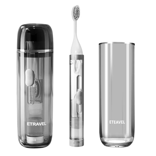 Juego de cepillos de dientes plegables 3 en 1 con taza de aseo dental, contenedor de pasta de dientes, cepillos de dientes plegables portátiles para camping, senderismo, viajes de negocios (gris)