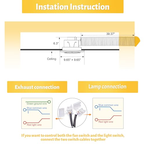 yanliangvich Bathroom Exhaust Fan with Light, 8-Inch Bath Fan with Light For Home, 3000K/4500K/6000K Selectable, 110 CFM Bathroom Ventilation Fan, 1.0 Sones Ultra-Quiet Exhaust Fans for Ceiling Mount by yanliangvich - Used condition - Image 4