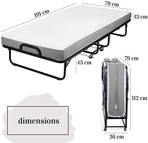 Milliard Diplomat Folding Bed/Guest Bed with 12.5cm Thick Luxurious Memory Foam Mattress and a Strong Sturdy Frame (Small Single, 190 x 79cm)
