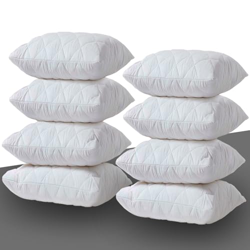 Paquete de 8 protectores de almohada blancos, antialérgicos con cremallera, funda de almohada acolchada, lavable a máquina, a prueba de polvo y ácaros, 50 x 75 cm