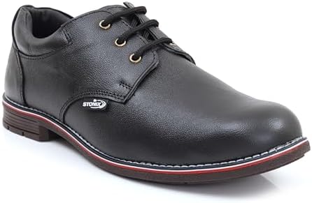 STONIX® Formal Premium Safety Shoes for Men | Steel Toe Cap | Anti-Slip and Water Resistant | Leather Material & TPR Sole | Lightweight for Construction Work (Size-09, Black)