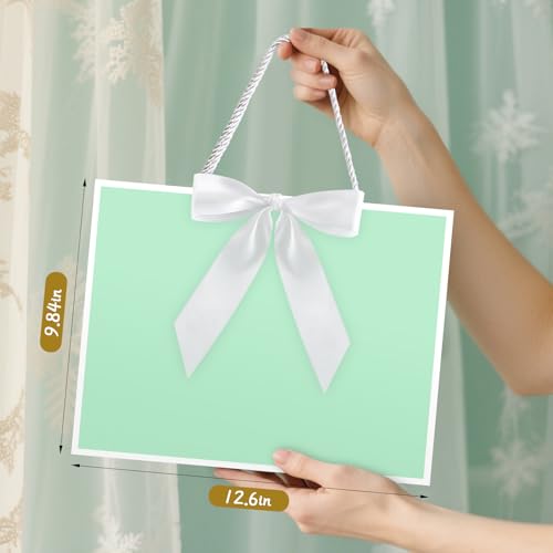Image of JMANNI Gift Bags with Handles, 13 inch Medium Gift Bag for Presents, 1 Pcs Bags with 2 Tissue Paper and 1 Cards for Baby Shower Wedding Bridal Shower Mother's Day Birthday Party (Green)