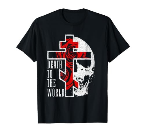 Death to The World Orthodox Cross Skeleton T-Shirt, Men, Black, 3X-Large
