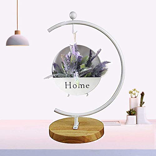 Archi G-Shaped Ornament Display Stand Iron Pothook Stand For Hanging Glass Terrarium/Picture With Wood Base(G Shape-White) #TOP2