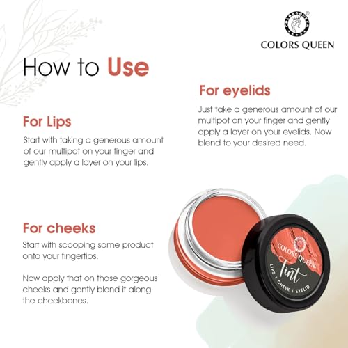 Image of Colors Queen Tint for Cheeks and Lips - Enriched with Vitamin E and Essential Oils | Matte Lip and Cheek Tint for Lips, Cheeks and Eyelids| Vegan and Cruelty Free Lip Tint for Women (Shade - 09)