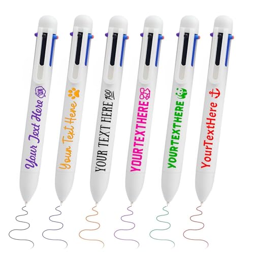 STREADVE 6-in-1 Kugelschreiber Personalisiert mit Name Logo Personalisierte 6 Farben Stifte Kugelschreiber Geschenk für Schulbedarf Office Studenten Kinder Lehrer Krankenschwester, Weiß