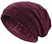 Produktbild Hatstar Warme gefütterte Beanie Mütze Wintermütze Strickmütze Flechtmuster mit Fleece Innenfutter (dunkelrot)