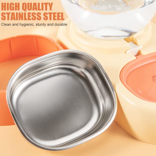 Lomnyiy Automatic Pet Water Food Dispenser+Stainless Steel Feeding Bowl Set. Automatic Cat Dog Feeder And Food Water Dispenser .For Cat And Small Medium Dog Pets Puppy Kitten (Orange) #TOP3