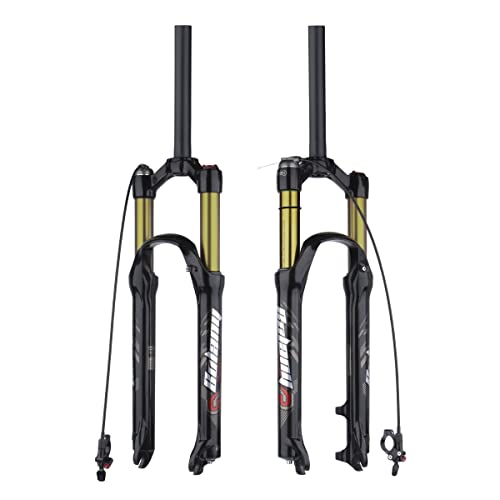 BOLANY 26/27.5/29 inch Bike Air Suspension Fork 120mm Travel Rebound Adjust 1/8 Straight/Tapered Tube Manual/Remote Lockout Bicycle Forks QR 9mm MTB Front Fork (Straight-Remote, 26inch) by BOLANY - Used condition - US$85.00