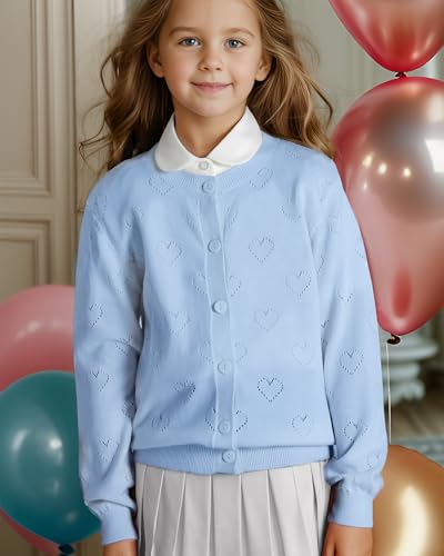 BOBOYOYO Girls Cardigan 100% Cotton Kids Heart Cardigan Sweater Valentines — view 4