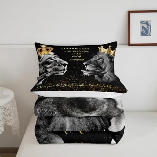 Edredón de pareja de leones con efecto 3D brillante para decoración de dormitorios 6