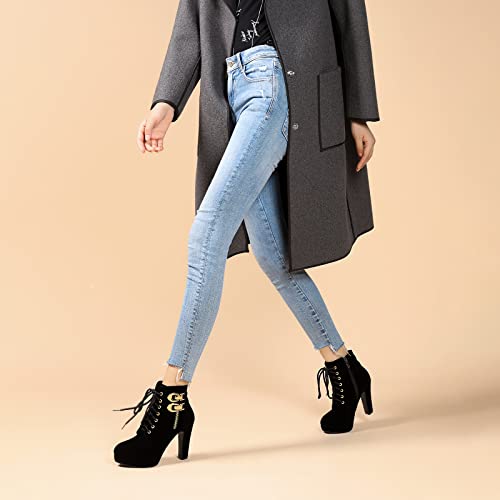 susanny high heel boots for womenwomens platform boot heels sexy round toe lace up high heels mid calf boots