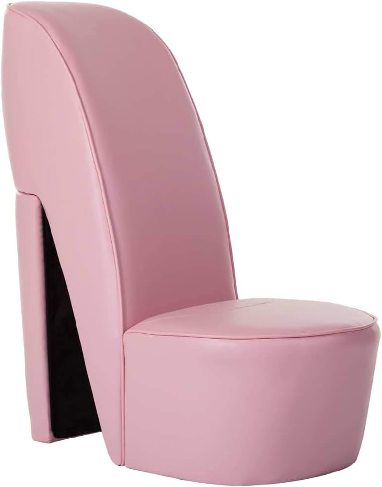 vidaXL Sillón Forma de Zapato Tacón Cuero Sintético Mobiliario Decoración Estructura Robusta Duradera Elegante Tapizado Suave Cómodo Estabilidad Rosa