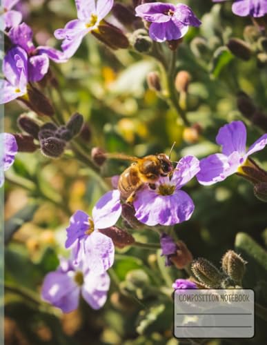 Bee Floral Composition Notebook: Aubrieta Flower Design • 8.5