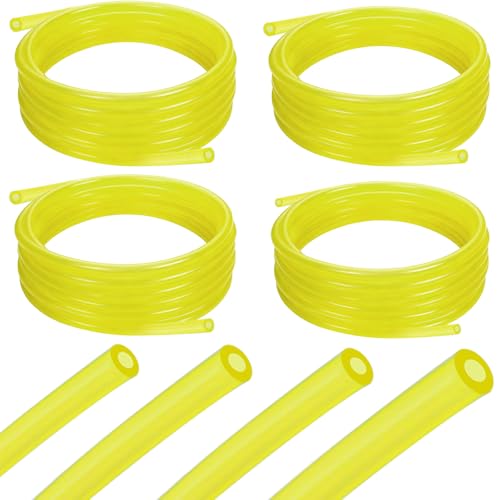 4 Sizes Premium Petrol Fuel Line Hose Tubing 4 Feet Long Each for Small Engine Chainsaw String Trimmer Blower Lawn Mower and Other Power Tools Fit Most 2 Cycle Small Engines(Yellow 4-Piece)