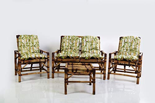 Jogo Sofá Poltronas + Mesa de Bambu Artesanal | 01 Namoderadeira + 02 Cadeira + 01 Mesinha de Área E