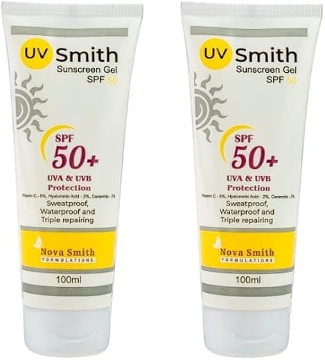 UV Smith Silicone Sunscreen Gel SPF |With Vitamin C & E|Broad Spectrum UVA/UVB Protection|Anti-Aging, Antioxidant-Rich, Wa...