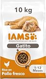 IAMS Alimento seco para Gatitos Junior de 1-12 Meses con Pollo Fresco, 10 kg