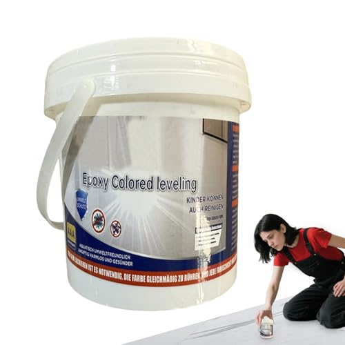 Pintura Epoxi Para Pisos: Monocomponente A Base De Agua, Antideslizante, Acabado Liso Autonivelante, Capa Con Apariencia De Mármol De Alto Brillo, Impermeable Para Uso En Interiores Y Exteriores,