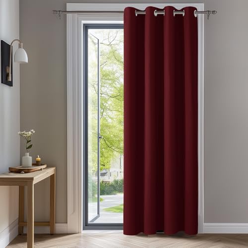 Deconovo Gardinen Wohnzimmer Blickdicht Gardinen mit Ösen für Schlafzimmer Thermogardinen Vorhang Blickdicht, 175x140cm (HöhexBreite), Rot, 1 Stück