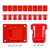 MXASLKMZ 20Pcs Wall Mount Tool Holders and Battery Holder for Milwaukee M18 18V - Heavy Duty Storage Shelf Organizer with Screws, Fits Drill, Saw, Workshop Garage