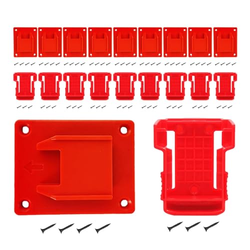 MXASLKMZ 20Pcs Wall Mount Tool Holders and Battery Holder for Milwaukee M18 18V - Heavy Duty Storage Shelf Organizer with Screws Fits Drill Saw Workshop Garage