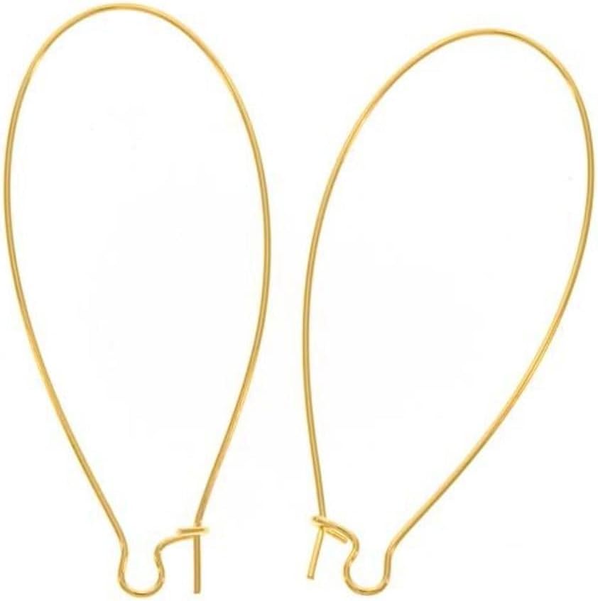 50pcs Adabele Hypoallergenic Tarnish Resistant Earring Hooks Kidney Ear Wire 18mm Long 18K Yellow Gold Plated Brass for DIY Craft Earrings Jewelry Making BF184-18