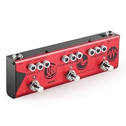 Donner Multi Guitar Effect Pedal Alpha Force 3 in 1 Effects Delay Chorus High Gain Distortion Pedal with Adapter