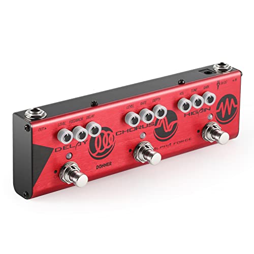 Donner Multi Guitar Effect Pedal Alpha Force 3 in 1 Effects Delay Chorus High Gain Distortion Pedal with Adapter by Donner - Used condition - US$46.71