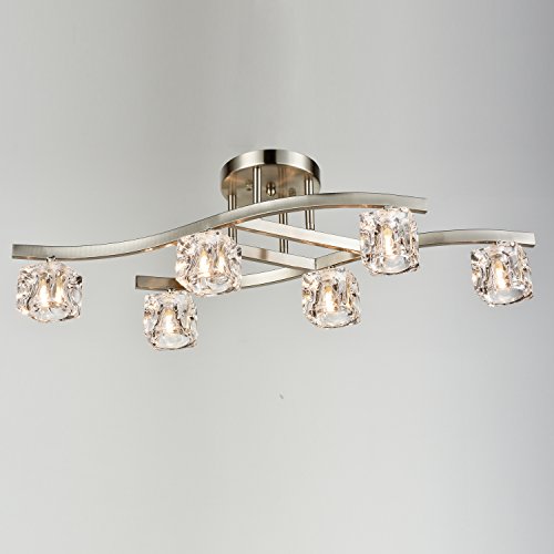 Danseer Lighting Modern Crystal Ceiling Light Fixture With Glass Ice Cube 6 Lights #TOP6