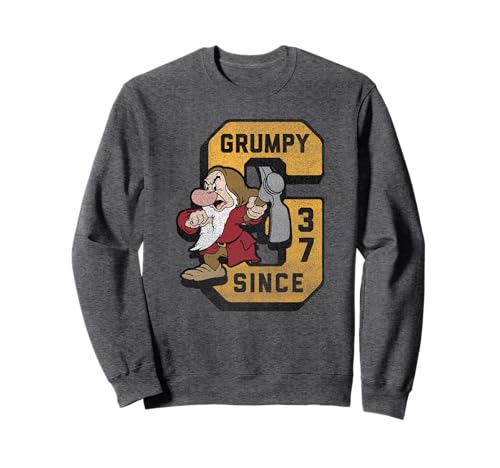 Sweat Grumpy Disney Snow White style universitaire vintage en coton pour homme
