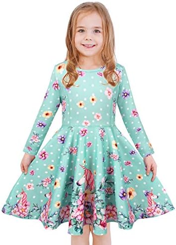 Girls Dress Sleeveless Long Sleeve Kids Toddler Little Big Girl Unicorn Mermaid Casual Dresses