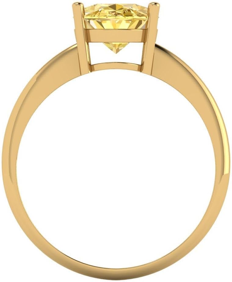 Clara Pucci 2.5cttw VVS Yellow Cubic Zirconia Oval Cut Bridal Promise Ring for Women in 14K Yellow Gold - Solitaire Solid Gold (9.5x7.5mm)