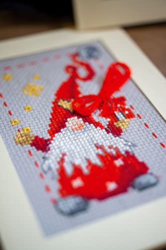 Image of Vervaco Counted Cross Stitch Greeting Card Kit 4.2 inchX6 inch 3 /Pk-Christmas Gnomes on Aida (14 Count) -V0185078