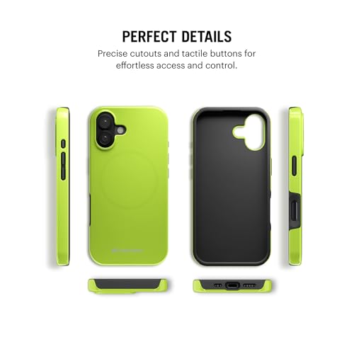 Image of DailyObjects Polycarbonate Enamel Bumper Magsafe Case for iPhone 16 Compatible with Mag-Safe Wireless Charging | Lime Hybrid Magnetic Back Cover