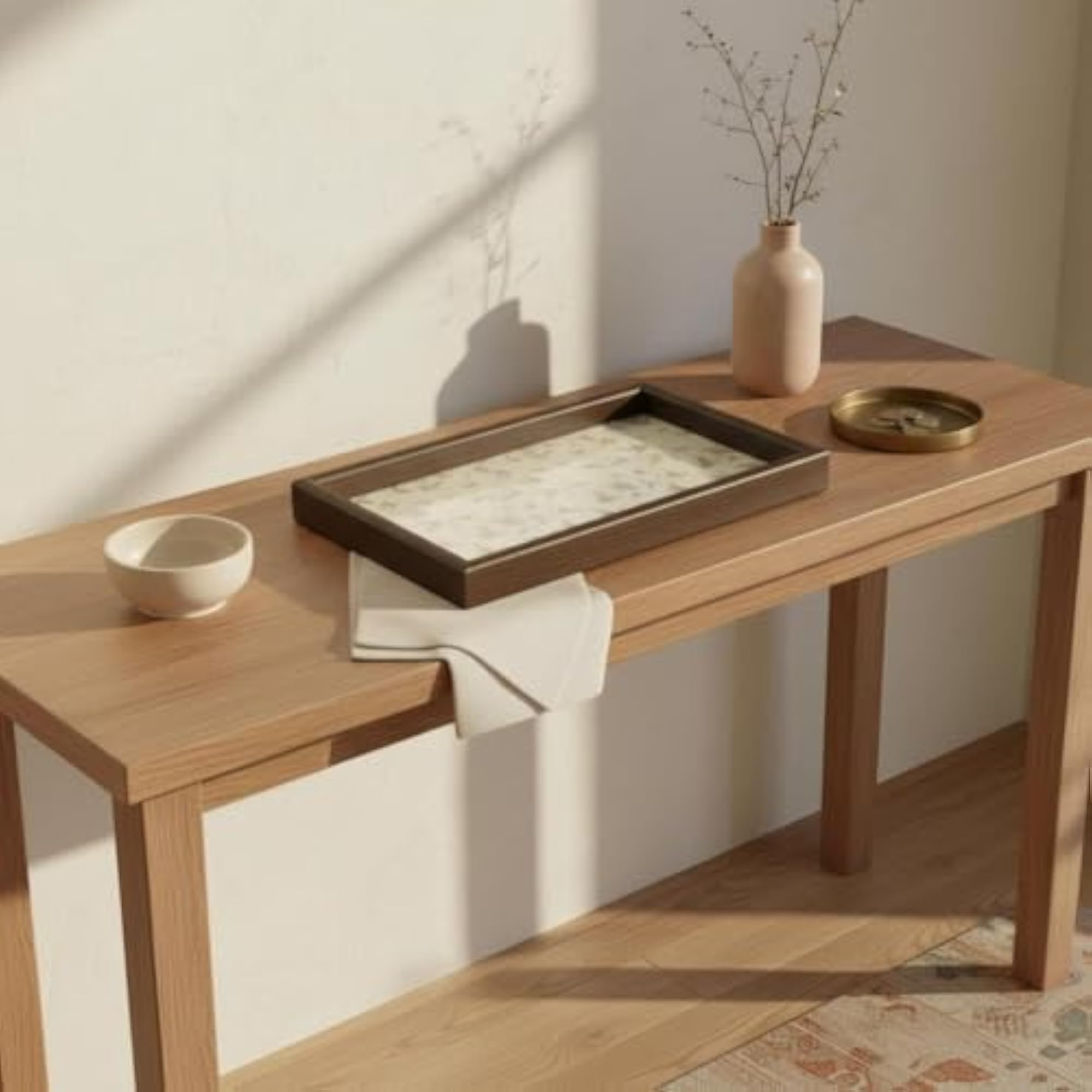 New Chinese Design Butterfly Tray Light Luxury Walnut Frame