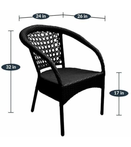Image of PRATHAM India 4+1 Outdoor Indoor Patio Set Bistro Set Rattan Chair Patio Set Lawn Balcony Hall Outdoor Garden Chair Table Set (Black & Cream Cushion)